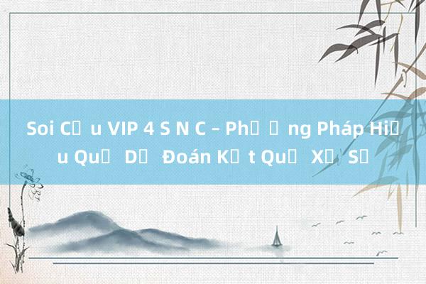 Soi Cầu VIP 4 S N C – Phương Pháp Hiệu Quả Dự Đoán Kết Quả Xổ Số