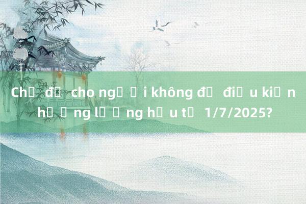 Chế độ cho người không đủ điều kiện hưởng lương hưu từ 1/7/2025?